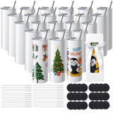 VEVOR 24 Pack Sublimation Tumblers 20oz Skinny Straight, Stainless Steel Sublimation Tumblers Blank, Stainless Steel Double Wall