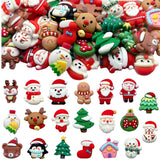 LOPURO Christmas Resin Charms, 40Pcs Resin Flatback Assorted Button Santa Snowman Tree Bell Deer Cartoon Embellishments Supplies