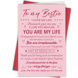 Bablira To My Bestie Card, Inspirational Friendship Card for Woman Her, Heartfelt Gift for Birthday, Graduation, Farewell, Holid