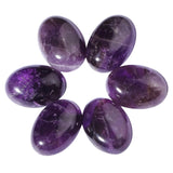 dssmboom 6 Pcs Oval Crystal Beads for Jewelry Making, Flat Back Amethyst Stone Cabochons for DIY Crafts Decoration, 18mmx25mm