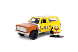 Jada Toys Spongebob Squarepants 1:32 1980 Chevy Blazer K5 Diecast Car and 1.65 Spongebob Figure, Toys for Kids and Adults, 317
