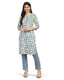 Toplot Women'S Printed Straight Kurta With Pant |Kurta Pant Set For Women (Kurta-Pant-2-Set-5199-Round-S) Turquoise,Turquoise,,B0DCS7TH2D