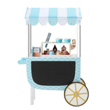 Teamson Kids My Little Helper Ice Cream Cart with Pretend Money, Colorful Magnetic Ice Cream Scoops and Chalkboard Panel, Blue/W