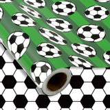 Fysuimu Soccer Ball Wrapping Paper Mini Roll 17 In X 32.8 Ft Sports Green Black White Soccer Gift Wrap Paper DoubleSided Di