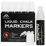 Fubullish Window Chalk Markers for Cars 5 Pack Washable,White Paint Jumbo Liquid Chalk Marker with 15mm Thick Tips, Big Chalkboa