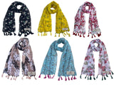 Fusfus WomenS Printed Chiffon Scarves And Stoles, Free Size(Multicolour, Fs786) Pack Of 6 (Multicolor3)