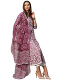 Anni Designer Women'S Rayon Blend Anarkali Printed Kurta With Pant & Dupatta (Yutika Purple-Nw_3Xl_Purple_Xxx-Large),Purple,3XL