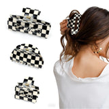 3 PCS Checkered Hair Claw Clips for Thick and Thin Hair Large Hair Clips Square Y2K Hair Checker Barrettes Black And White Check