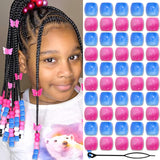 VENOFEN 50PCS Hot Pink Hair Beads for Braids Loc Jewelry Dreadlock Accessories Cute Blue Hair Tube Beads Braid Decoration for Gi