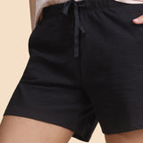 Enamor E062 Basic Cotton Shorts,Jet BlackApparel,M