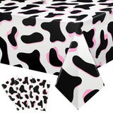 Tiamon 3 Pcs Pink Cow Print Tablecloth 108 x 54 Inch Birthday Party Table Cloth Disposable Plastic Cover for Disco Pink Cowgirl