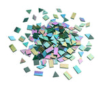 200 Pieces Bulk Iridescent Mosaic Glass Tiles, 4 Shapes Mixed Stained Glass Tile Pieces for Mosaic Craft,Deep Forest
