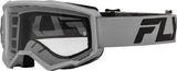 Fly Racing 2024 Youth Focus Goggle Silver/Charcoal With Clear Lens; 37-51157Y