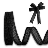 JaoZuyard Black Burlap Ribbon 1/2 inch X 10 Yard Natural Linen Woven Ribbon DIY Handmade Edging Production Wreath Holiday Decora