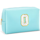 URSKYTOUS Gifts for Girls Initial Makeup Bag Personalized Cosmetic Bag with Zipper Cute Travel Toiletry Bag Waterproof PU Preppy