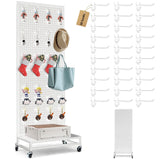 Eastern Tree Metal Pegboard Display Stand 2'x 5'with Base Plate, Pegboard Panels Display with Wheels, Peg Board Display Rack, St