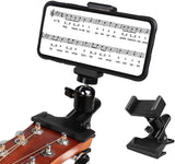 Guitar Head Clip Mobile Phone Holder, 360 Rotation Live Broadcast Bracket Clip Guitar Bass Head Phone Holder Bracket Stand for G