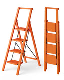 HillhutApex 4 Step Foldable Aluminum Step Ladder with Handgrip, Anti-Slip Pedal, 330 lbs Capacity, Lightweight & Portable for Ho