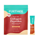 Further Food Chocolate Collagen Peptides Powder Stick Packs, Grass-Fed Pasture-Raised Hydrolyzed Type 1 & 3 Protein, Gut Health