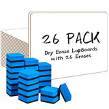 Dry Erase LapBoards, PANDRI 26 Pack Double Sided 12.5 x 9 Inch Whiteboards with 26 Erasers, Dry Erase Boards for Office Students