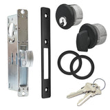 Storefront Commercial Aluminum Door Sliding Door | Mortise Hook Bolt Deadbolt Lock with Key Cylinder & Thumbturn | Hookbolt Key