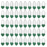 Gradleen 50PCS Single Heart Lock with Key 3.5 Inches,50mm Love Padlock Rubber Painting Green Metal Love Lock for Lovelock Bridge