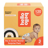 Hello Bello Diapers, Size 2 (10-16 lbs) Surprise Pack for Boys - 120 Count of Premium Disposable Baby Diapers, Hypoallergenic wi