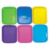 Fun Express Plastic Trays for Kids Set of 6 in Bright Colors Sand, Salt, Art Classroom and Teacher Supplies