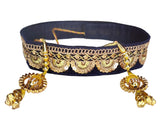 Navti Creations WomenS Navy Blue Kamarband (Bridal Belt) With Curved Design Embroidery (Adjustable) Width 4Cm /Waist Hip Belt/L