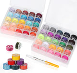 ilauke 50Pcs Bobbins Sewing Thread with Case, SizeA Class15 Prewound Sewing Bobbins for Sewing Machine, 50Colors Polyester Sewin