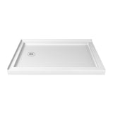 DreamLine SlimLine 32 in. D x 48 in. W x 2 3/4 in. H Left Drain Double Threshold Shower Base in White