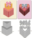 GLOBLELAND 3D Love Heart Gift Box Cutting Dies for Card Making Bowknot Box Cut Die for DIY Scrapbooking Journal Embossing Paper