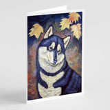 Fall Leaves Siberian Husky Greeting Cards And Envelopes Pack Of 8