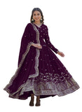 Wedani Georgette Anarkali Kurta Set With Dupatta For Women,Purple,2XL