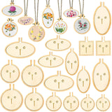 ZOCONE 18 Pack Mini Embroidery Hoops - Small Round & Oval Wood Hoops for DIY Embroidery Jewelry