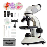 MicroMarvels Compound Binocular Microscope for Kids Adults Students,40X-2000X,Microscope Kits for Home Eduaction,Learning Kits(W