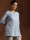 Libas Women'S Cotton Printed Straight Kurti (26848R_Blue Blue M