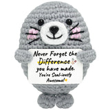 Birthday Gifts for Women Men - Emotional Support Crochet Seal, Inspirational Animal Companion for Coworkers Friends Mom Dad, Cut