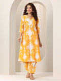 Libas Womens Printed Silk Blend Straight Kurta With Salwar