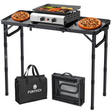 FUNYKICH 3ft Folding Grill Table for Outside 34.2''x15.7'', 3 Height Adjustable Portable Camping Tables, Lightweight Metal Alumi