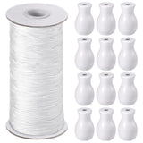 Windyun 110 Yards Blind Cord 1.8 mm Braided Lift Shade Curtain String and 12 Pieces Wood Blind Pull Cord Knobs for Roman Shade K