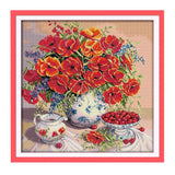 Zoomella Flowers Cherry Stamped Cross Stitch Kits For Beginners With PrePrinted Pattern Embroidery Kit| Crafts|Needlecrafts & Y