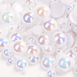Dowarm 1000 Pieces Round Flatback Half Pearls, 4mm 6mm 8mm 10mm 12mm 14mm Half Pearls Beads for Crafts Jewelry, Loose Beads Gem (White AB)