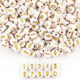 ZHIYUXI 1000PCS Number Beads for Friendship Bracelets 4x7mm Gold Number White Round Bead Acrylic Number Beads Bulk for Bracelets