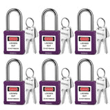 BOZZYS Lockout Tagout Locks 6-Pack|OSHA Purple Loto Locks Keyed Different|2 Keys/Lock for Industrial Machinery & Electrical Pane