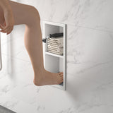 Bernkot Shower Niche, 304 Stainless Steel Shower Stool for Bathroom, Recessed Shower Footrest w/Over Mount Installation, No Tile