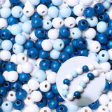 450 Pcs 10mm Wooden Beads for Craft/Christmas Decor - Blue, White & Blue Painted - 3mm Hole - Wooden Spacer Beads - Jewelry Maki