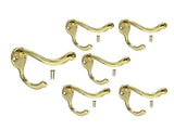 QCAA Coat Hat Hook, Heavy Duty for Wall Hanging, Zinc Die Cast, Brass Plated, Made in Taiwan, 6 Pack