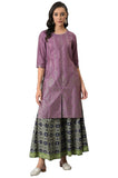 W for Woman Women Polyester Purple Shantung Mukaish Printed Kurta_22Auw18294-119276_3XL