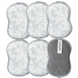 Bright Habits Sponge Set in Laurel Grey, 6 Pack Super Absorbent Washable Reusable Cleaning Sponges Made from Recycled Materials,